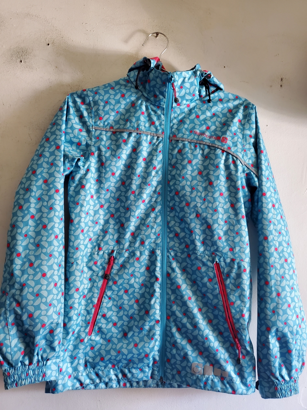 Trevolution Light Blue Patterned Hooded Jacket with Pink Accents